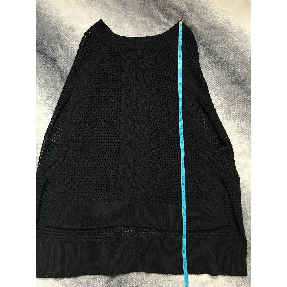 Allsaints Open Knit Erbus Black Pullover Hi Low Cape  Size 4 - 6 Small - Picture 11 of 11